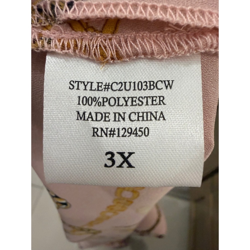Como‎ Black Womens 3X Pink Chain Print Button Up Blouse Equestrian Tassel Bits - Picture 7 of 7